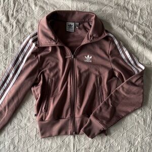 Women’s Adidas Dusty Pink Bomber Jacket with White Stripes Size 2XS